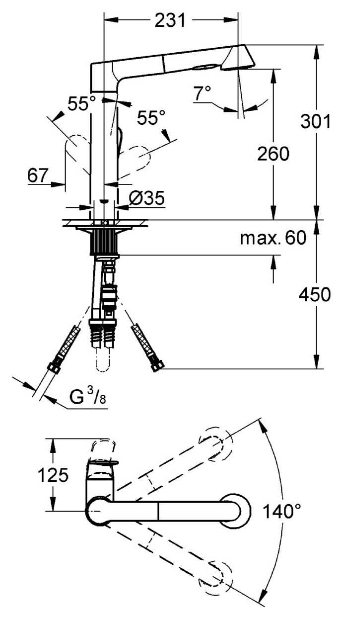 ban-ve-voi-bep-grohe-k7-32176000-day-rut Bản vẽ kỹ thuật vòi bếp Grohe K7 32176000 dây rút