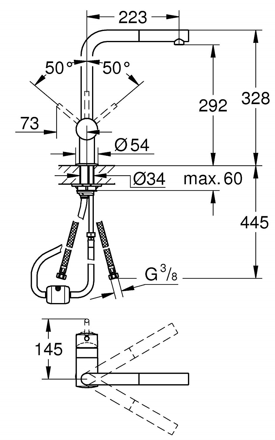 ban-ve-voi-bep-grohe-minta-32168000 Bản vẽ kỹ thuật vòi bếp Grohe Zedra 32168000 dây rút