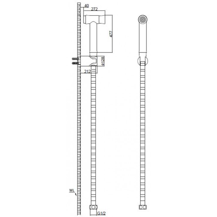 bs310cw-bvkt Bản vẽ kỹ thuật vòi xịt vệ sinh Caesar BS310 CW