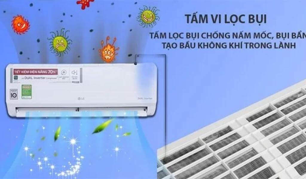 Hệ thống lọc khí hiện đại giúp lọc sạch bụi bẩn trong phòng