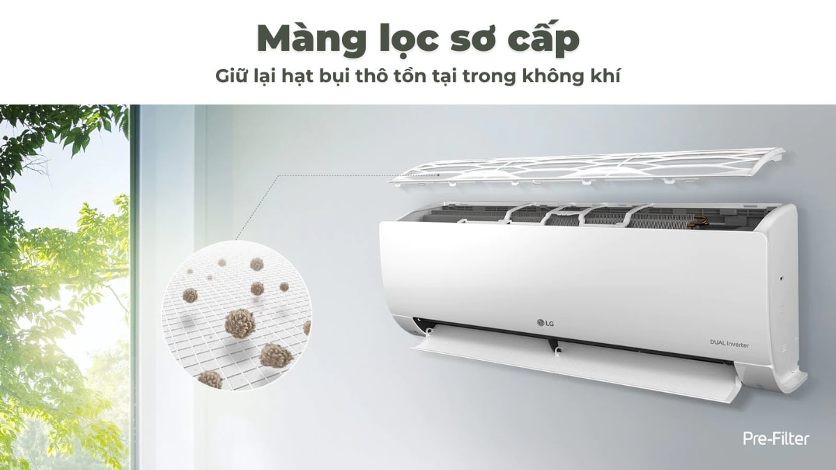mang-loc-so-cap-tren-may-lanh-lg-k09ch Màng lọc sơ cấp góp phần làm không khí thêm trong lành