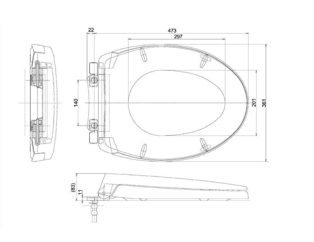 tc393vs-bvkt Bản vẽ kỹ thuật nắp bồn cầu TOTO TC393VS đóng êm T2