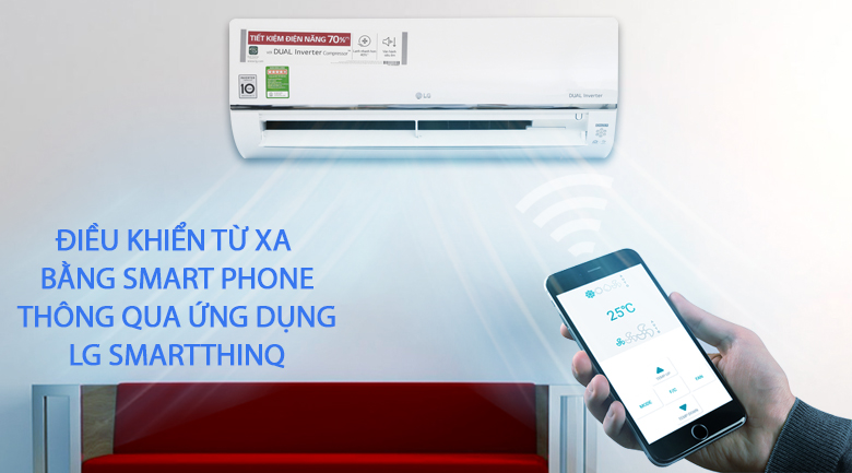 Điều khiển từ xa bằng Smartphone - Máy lạnh LG Wifi Inverter 1.5 HP V13API