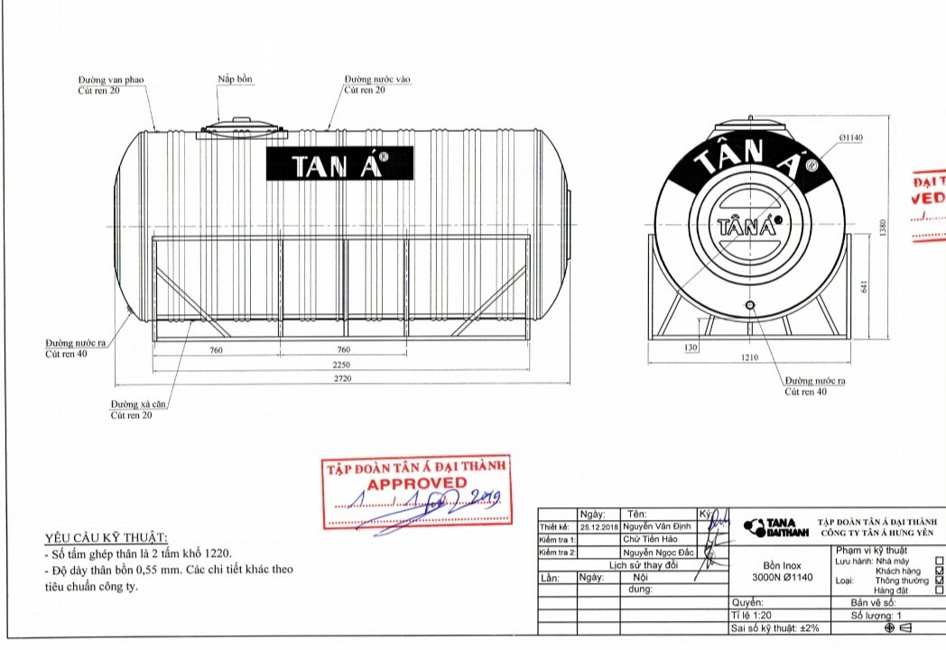 bồn inox 3000l tân á bồn inox 3000l tân á